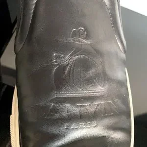 ?LANVIN BLACK LEATHER SLIP-ONS ?WITH LANVIN DEBOSSED LOGO? Lanvin | Shoes | Lanvin Black Leather Slipons With Lanvin  main image 3